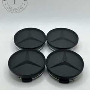 Matte Black Mercedes Center Caps 75mm
