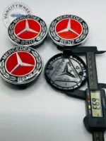 Set Of 4 Mercedes Benz Red Alloy Wheel Center Caps 75mm, Center Hub Caps For Mercedes Benz 75mm - Image 5