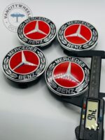 Set Of 4 Mercedes Benz Red Alloy Wheel Center Caps 75mm, Center Hub Caps For Mercedes Benz 75mm - Image 3