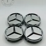 Set of 4 Gloss Chrome Mercedes Benz Alloy Wheel Center Caps 61mm, Gloss Chrome Center Hub Caps for Mercedes Benz 61mm