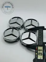 Set of 4 Gloss Chrome Mercedes Benz Alloy Wheel Center Caps 61mm, Gloss Chrome Center Hub Caps for Mercedes Benz 61mm - Image 3