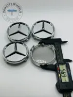 Set of 4 Gloss Chrome Mercedes Benz Alloy Wheel Center Caps 61mm, Gloss Chrome Center Hub Caps for Mercedes Benz 61mm - Image 5