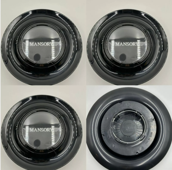 Gloss Black Excellence: 4Pcs Mansory Floating Center Caps in Varied Plate & Fit Diameter