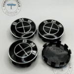 BMW 56mm Wheel Hub Center Caps - 4pcs (All Black/ Chrome Logo)
