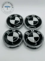 Set Of 4 Black/white Bmw Alloy Wheel Center Caps 68mm, Center Hub Caps For Bmw Cars 68mm