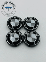 Premium 4Pcs BMW Skull Wheel Center Caps in Varied Sizes and Wheel Cap Base Colors