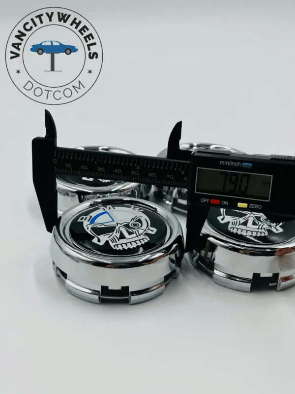 Premium 4Pcs BMW Skull Hood Bonnet Wheel Center Caps in Varied Sizes and Wheel Cap Base Colors - Image 4