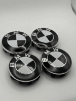 BMW 56mm Wheel Hub Center Caps - 4pcs (Black Original Logo)