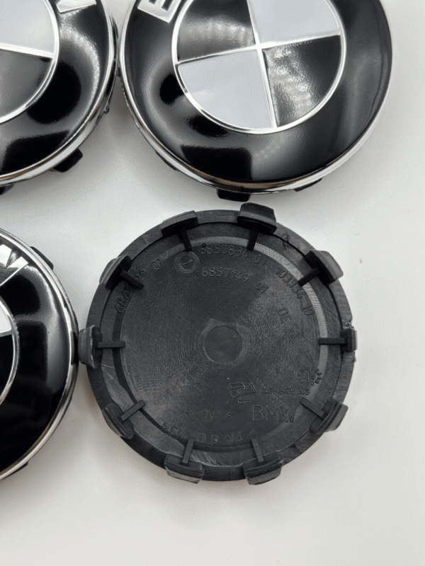 BMW 56mm Wheel Hub Center Caps - 4pcs (Black Original Logo) - Image 3