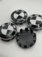 BMW 56mm Wheel Hub Center Caps - 4pcs (Black Original Logo) - Image 2