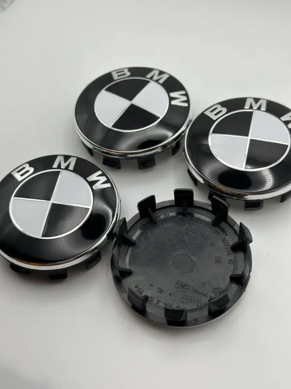 BMW 56mm Wheel Hub Center Caps - 4pcs (Black Original Logo) - Image 2