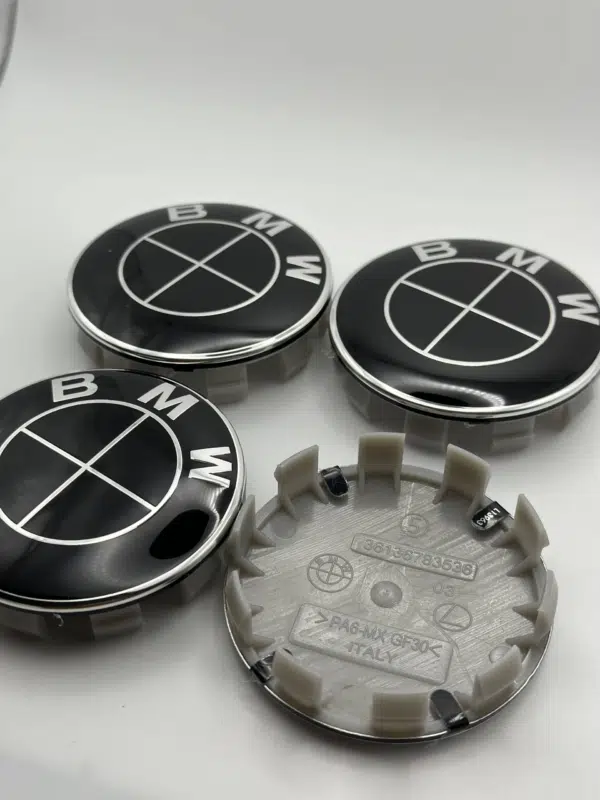 BMW Classic All Black Logo Replacement Wheel Center Caps (Set of 4) - 68mm - Image 2