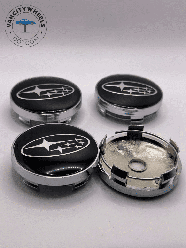 60mm Subaru Black Wheel Center Caps