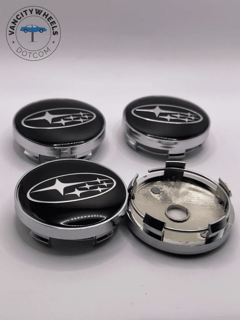 60mm Subaru Black Wheel Center Caps