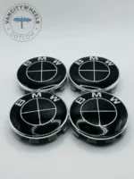 Set Of 4 Black/white Bmw Alloy Wheel Center Caps 68mm, Center Hub Caps For Bmw Cars 68mm - Image 2