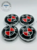 Set Of 4 Black/red Bmw Alloy Wheel Center Caps 68mm, Center Hub Caps For Bmw Cars 68mm