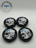 Premium 4Pcs BMW Skull Hood Bonnet Wheel Center Caps in Varied Sizes and Wheel Cap Base Colors