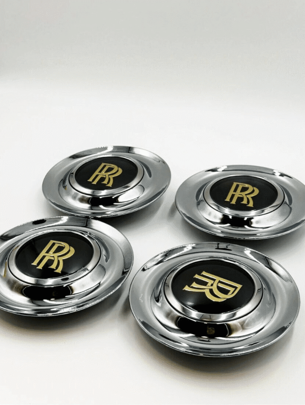 4pcs Chrome/Gold Rolls-Royce Floating Wheel Center Caps, Rolls Royce Elegance with Floating Emblem - Phantom, Ghost, Wraith, Dawn Compatible - Image 4