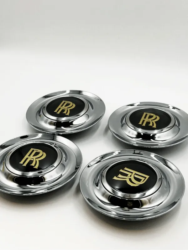 4pcs Chrome/Gold Rolls-Royce Floating Wheel Center Caps, Rolls Royce Elegance with Floating Emblem - Phantom, Ghost, Wraith, Dawn Compatible - Image 4