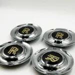 4pcs Chrome/Gold Rolls-Royce Floating Wheel Center Caps, Rolls Royce Elegance with Floating Emblem - Phantom, Ghost, Wraith, Dawn Compatible