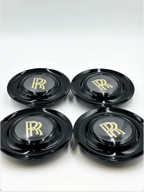 4pcs Black/Gold Rolls-Royce Floating Wheel Center Caps, Rolls Royce Elegance with Floating Emblem – Phantom, Ghost, Wraith, Dawn Compatible - Image 4