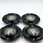 4pcs Black/Gold Rolls-Royce Floating Wheel Center Caps, Rolls Royce Elegance with Floating Emblem – Phantom, Ghost, Wraith, Dawn Compatible