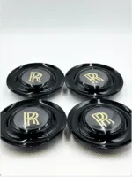 4pcs Black/Gold Rolls-Royce Floating Wheel Center Caps, Rolls Royce Elegance with Floating Emblem – Phantom, Ghost, Wraith, Dawn Compatible