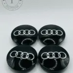 Set of 4 Black AUDI Alloy Wheel Center Caps 68mm, Black Center Hub Caps for AUDI 68mm