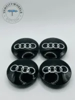 Set of 4 Black AUDI Alloy Wheel Center Caps 68mm, Black Center Hub Caps for AUDI 68mm