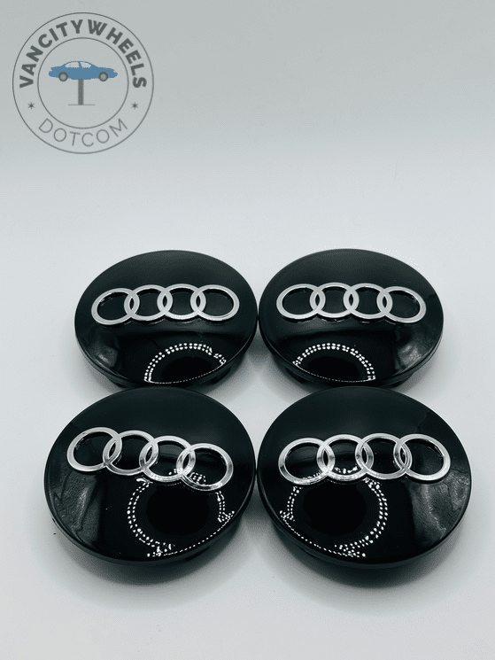 vancitywheels (100) Set of 4 Black AUDI Alloy Wheel Center Caps 68mm, Black Center Hub Caps for AUDI 68mm - Image 1