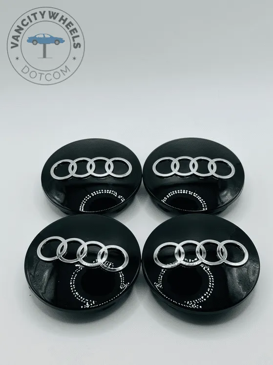 vancitywheels (100) Set of 4 Black AUDI Alloy Wheel Center Caps 68mm, Black Center Hub Caps for AUDI 68mm - Image 1
