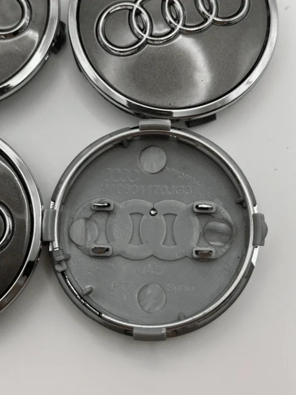Set of 4 Audi Alloy Wheel Hub Centre Caps – 61mm (Grey Finish) - Image 2