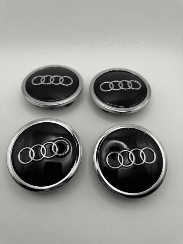 4pcs AUDI Black 69mm Wheel Cover Hub Center Caps Emblems Badges Logo #4B0601170A - Image 3