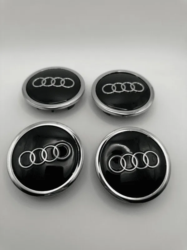 4pcs AUDI Black 69mm Wheel Cover Hub Center Caps Emblems Badges Logo #4B0601170A - Image 3