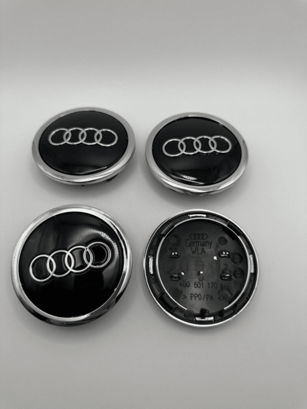 4pcs AUDI Black 69mm Wheel Cover Hub Center Caps Emblems Badges Logo #4B0601170A - Image 2