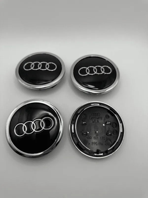 4pcs AUDI Black 69mm Wheel Cover Hub Center Caps Emblems Badges Logo #4B0601170A - Image 2
