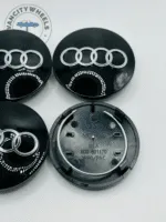 Set of 4 Black AUDI Alloy Wheel Center Caps 68mm, Black Center Hub Caps for AUDI 68mm - Image 3