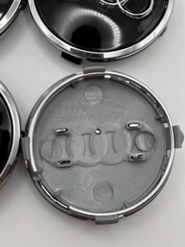 Set Of 4 BLACK Audi Alloy Wheel Hub Centre Caps 61mm - Image 3