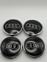 Set Of 4 BLACK Audi Alloy Wheel Hub Centre Caps 61mm - Image 2
