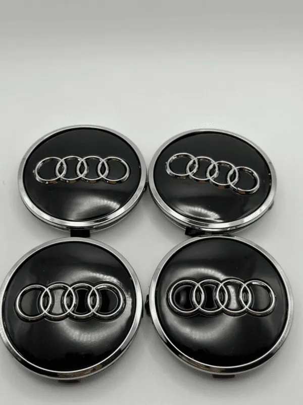 Set Of 4 BLACK Audi Alloy Wheel Hub Centre Caps 61mm - Image 2