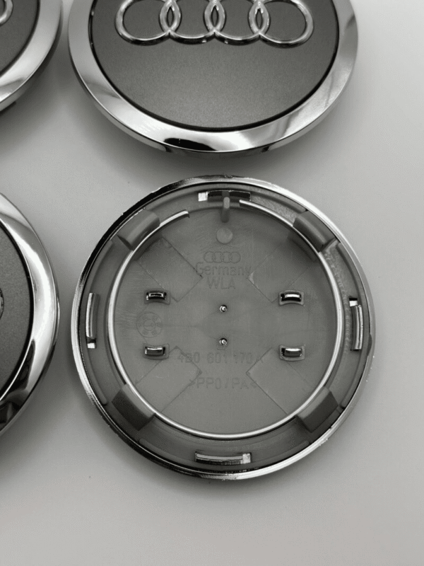 69MM Set Of 4 For AUDI Grey Rim Cover Hub Wheel Center Caps Emblem 4B0601170A - Image 2