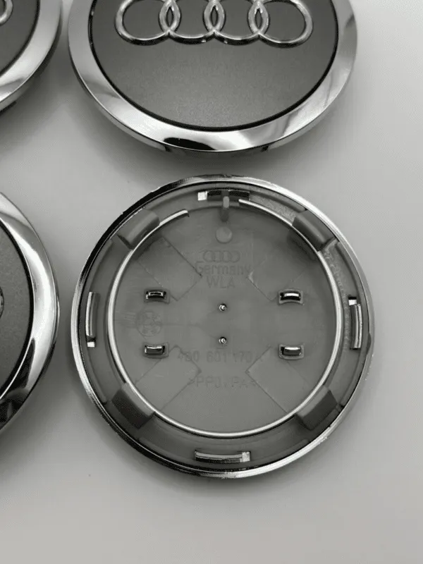 69MM Set Of 4 For AUDI Grey Rim Cover Hub Wheel Center Caps Emblem 4B0601170A - Image 2
