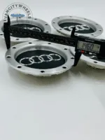 Set of 4 Audi Alloy Wheel Center Caps 146mm – Black & Silver OEM Style Hub Caps - Image 4
