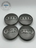 Set of 4 Grey AUDI Alloy Wheel Center Caps 68mm, Grey Center Hub Caps for AUDI 68mm