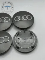 Set of 4 Grey AUDI Alloy Wheel Center Caps 68mm, Grey Center Hub Caps for AUDI 68mm - Image 3