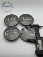 Set of 4 Grey AUDI Alloy Wheel Center Caps 68mm, Grey Center Hub Caps for AUDI 68mm - Image 2
