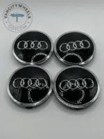 Audi 61mm Black Wheel Center Caps