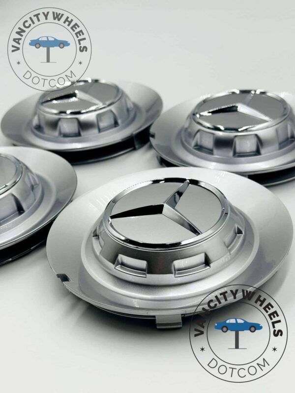 147mm Mercedes Center Caps Chrome BC383 TY006 Fitment (Set of 4) - Image 2
