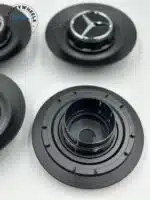Set of 4 Mercedes-Benz Center Caps A0004001100 – Matte Black 144mm OEM Fit - Image 4