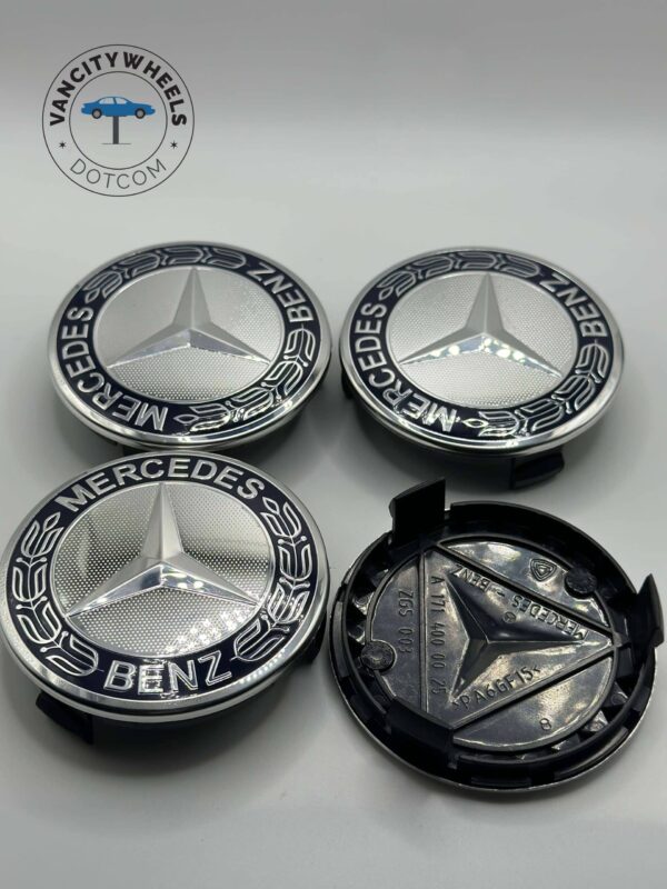 75mm Mercedes Benz Wheel Center Caps – Dark Blue 4Pcs Set - Image 4